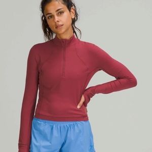 Lululemon It's Rulu Run Cropped Half Zip Mulled Wine 4 NWT